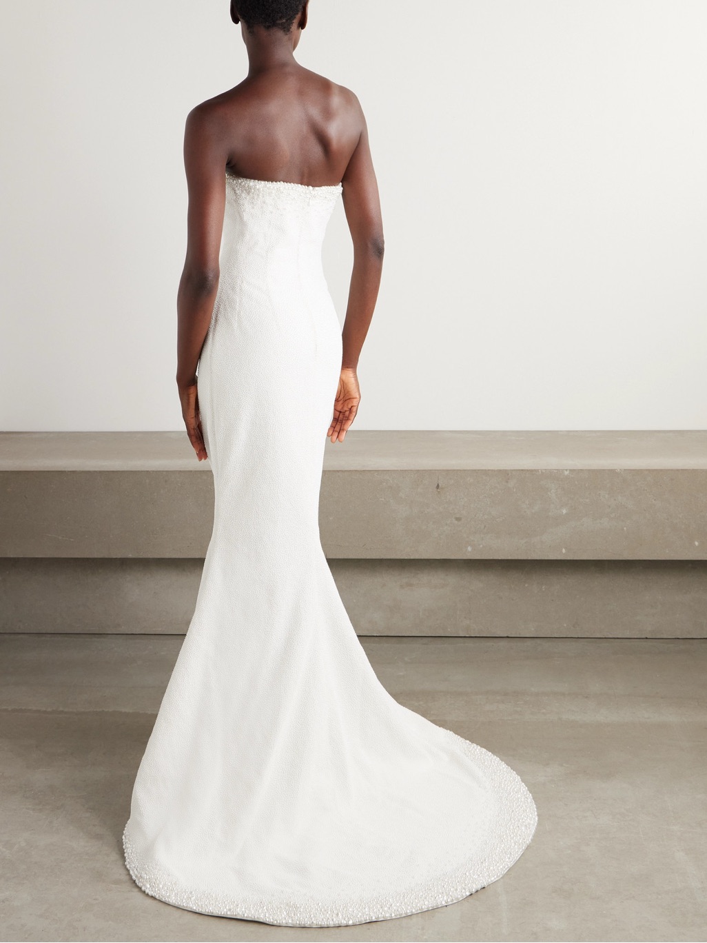 Clio Peppiatt Bridal Olympia Strapless Pearl-Embellished Maxi Size Small Nwt — image 2 of 4